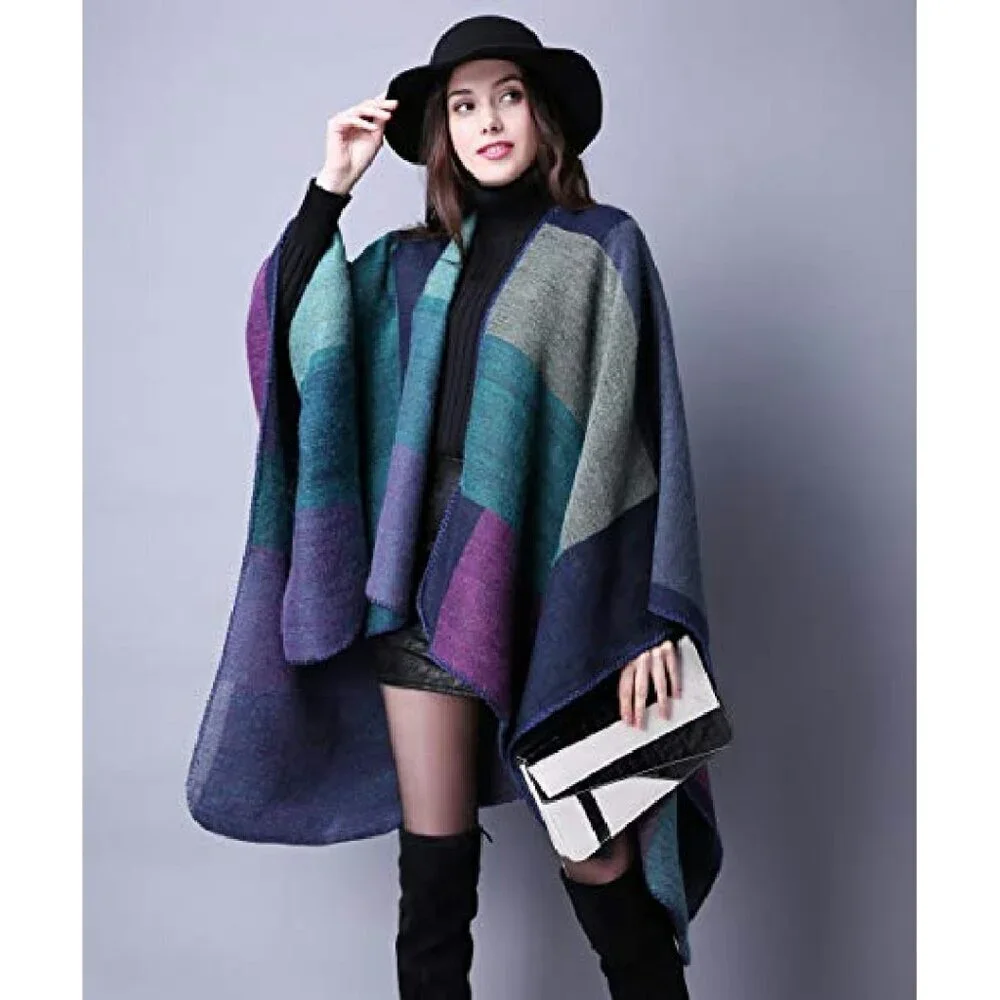Soft Acrylic Open Front Poncho Cape Shawl Wrap One Size Fits Most